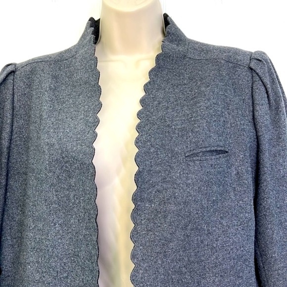 Whip O Will - Vintage Charcoal Gray Scalloped Edge Lined Blazer W Pockets SZ 14 - Picture 6 of 13